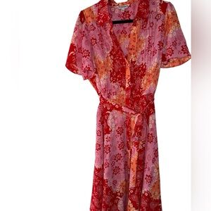 Nanette Lepore Red and Pink Floral Dress